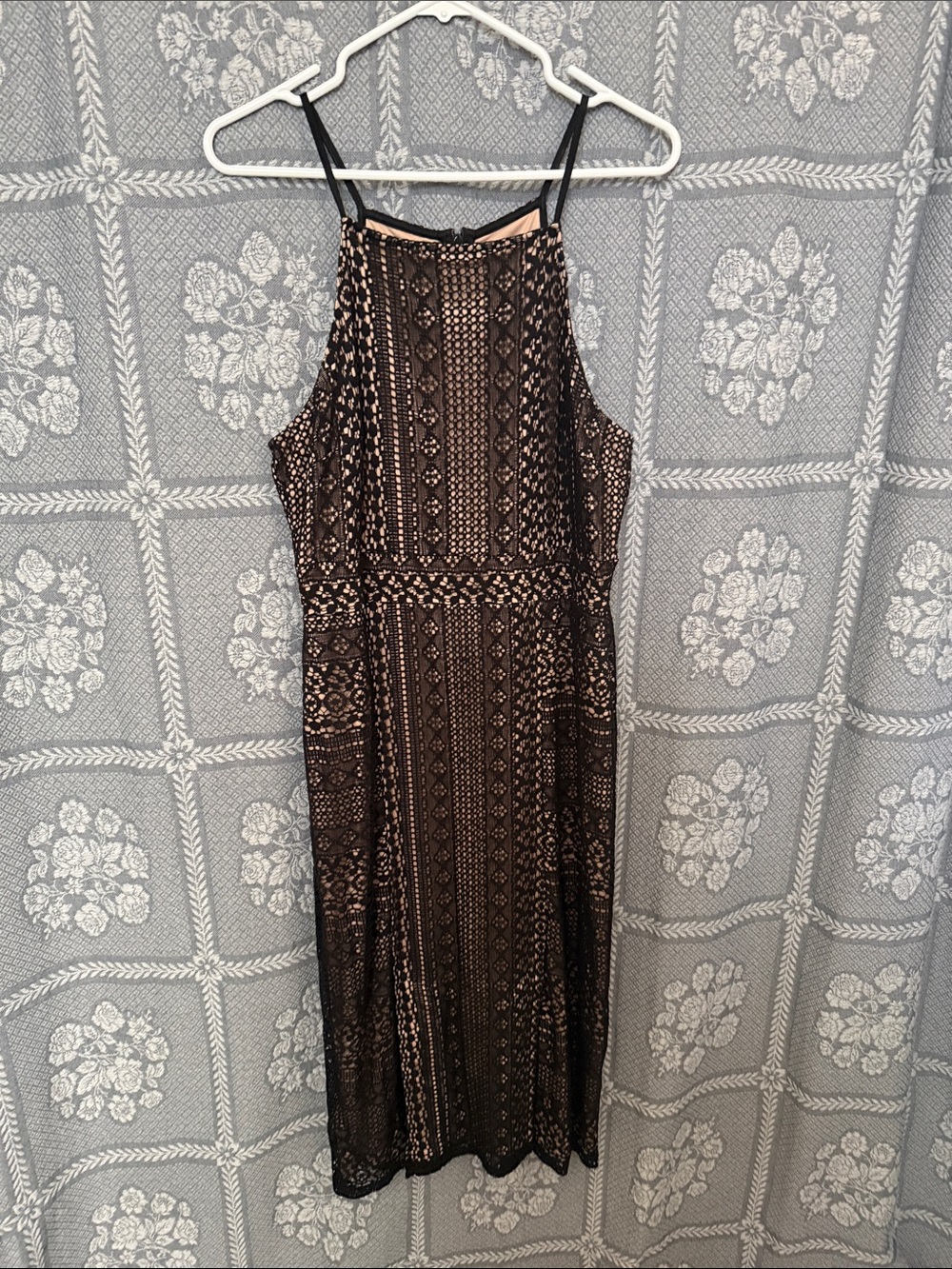 Oasis Black and Beige Patterned Midi Dress